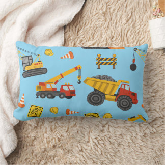 Construction Theme Blue Lumbar Pillow