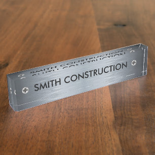 Construction Theme Desk Plaque Nameplate