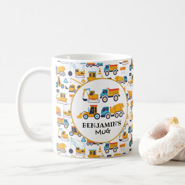 Construction Theme Dump Trucks Mugs for Kids (With Donut)