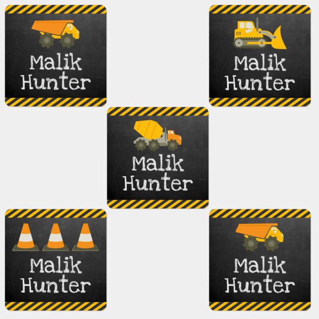 Construction Theme Kids Name Labels for Clothing (Group)