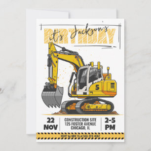 Construction Themed Child Birthday Party Invitation