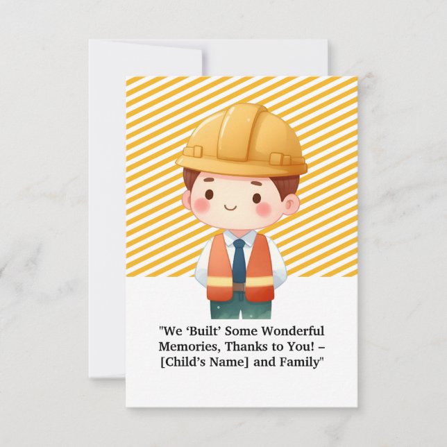 "Construction-Themed Thank You Card – Appreciate  (Front)