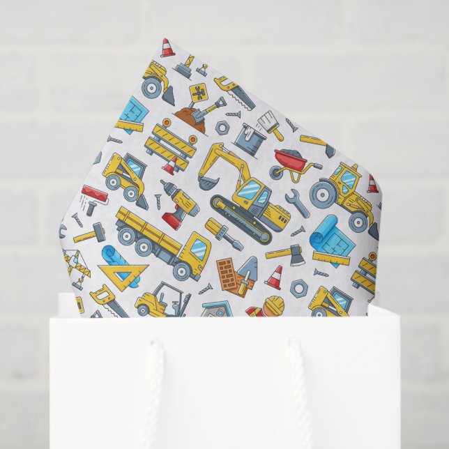 Construction Tissue Paper, Builder Decoupage Paper (Gift Bag)