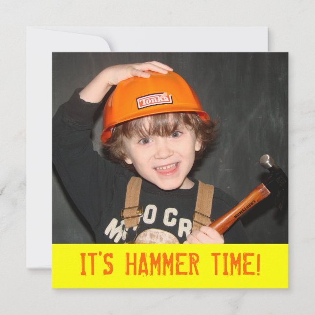 Construction Tool Theme Birthday Invitation (Front)
