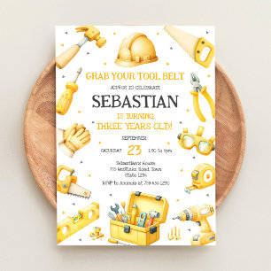 Construction Tools Birthday Invitation