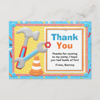 Construction Tools Birthday Thank You Card