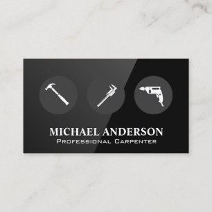 Construction Tools   Black Gloss Business Card