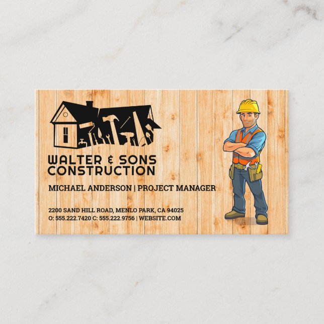 Construction Tools | Blue Collar Worker Business Card (Front)