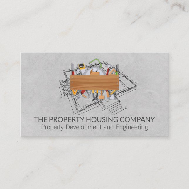 Construction Tools | Blueprint Business Card (Front)