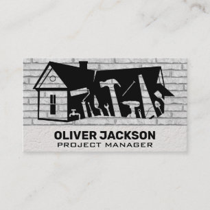 Construction Tools Brick Wall Builder Business Card