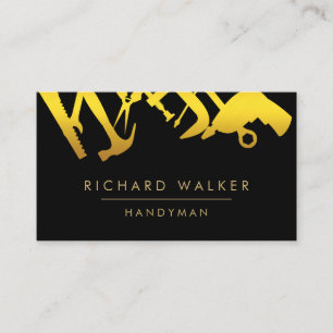 Construction Tools Handyman Gold Black Business Card