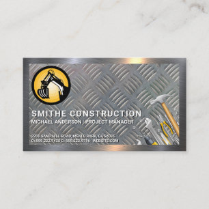 Construction Tools Metal Border Steel Business Card