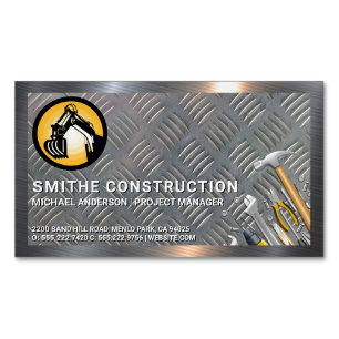 Construction Tools   Metal Border   Steel Magnetic Business Card