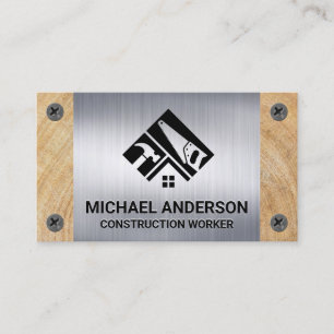 Construction Tools   Metal Screws   Wood Grain Business Card