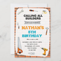 Construction  tools party invitation
