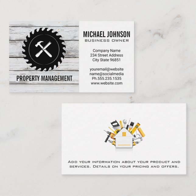 Construction Tools | Wood Business Card (Front/Back)