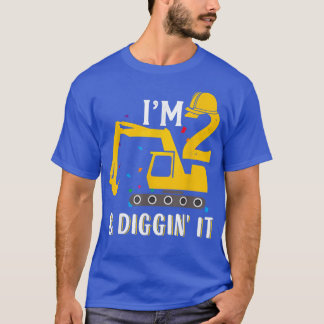 Construction Truck 2nd Birthday Boy 2 Two Year Old T-Shirt