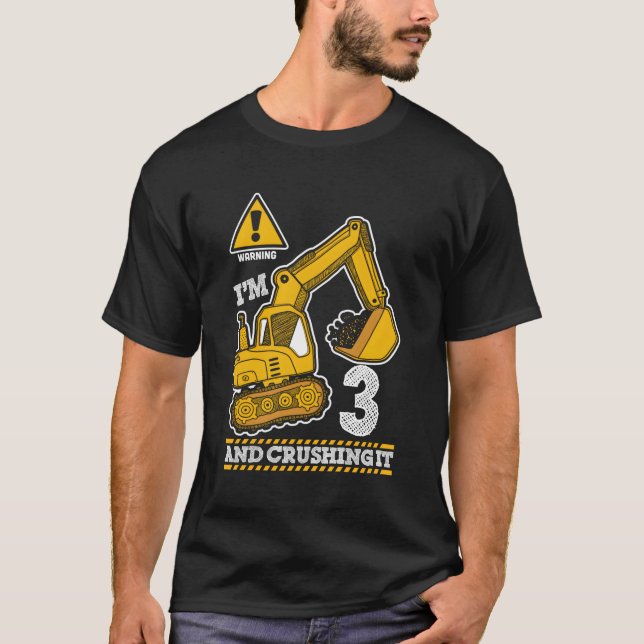 Construction Truck 3Rd 3 Digger Builder T-Shirt (Front)
