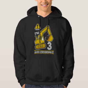 Construction Truck 3rd Birthday 3 Years Old Digger Hoodie