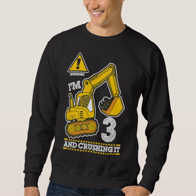 Construction Truck 3rd Birthday 3 Years Old Digger Sweatshirt (Front)