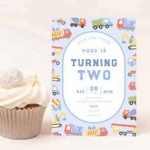 Construction Truck 4th Birthday Invitation