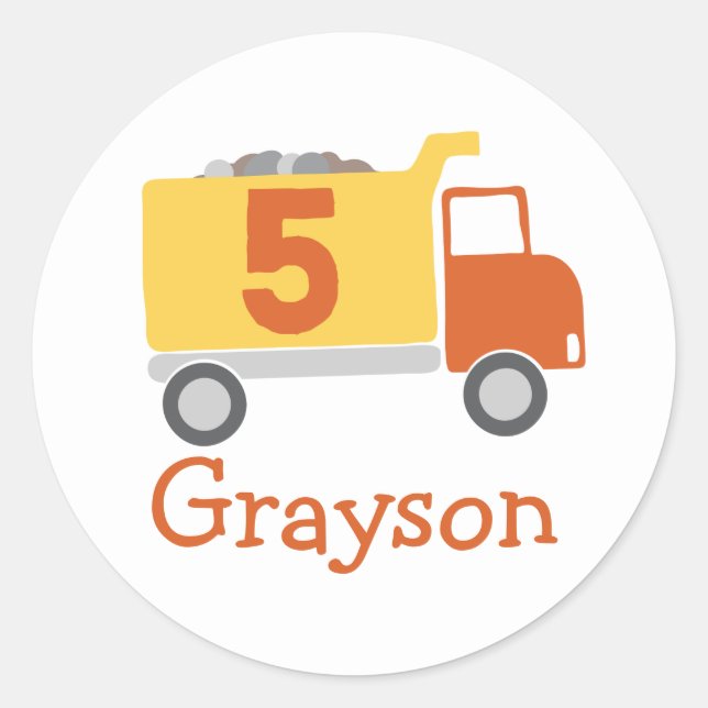 Construction Truck 5th Birthday Party Stickers (Front)