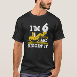 Construction Truck 6th Birthday Boy Excavator6 Dig T-Shirt