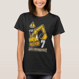 Construction Truck 7th Birthday 7 Years Old Digger T-Shirt