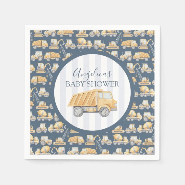 Construction Truck Baby Shower Napkin (Front)