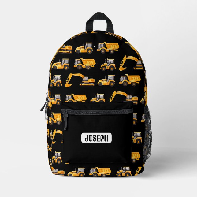 Construction Truck Backpack for Boys - Personalize (Front)