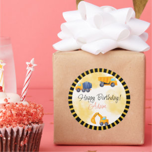 Construction Truck Birthday  Classic Round Sticker