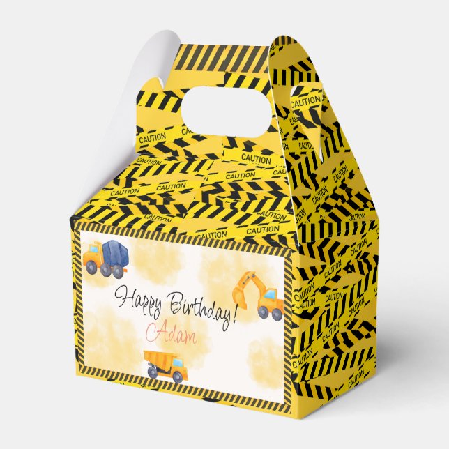 construction truck birthday  favor box (Front Side)