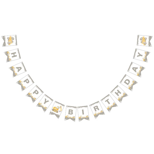 Construction Truck Birthday Happy Birthday Bunting Flags (All)