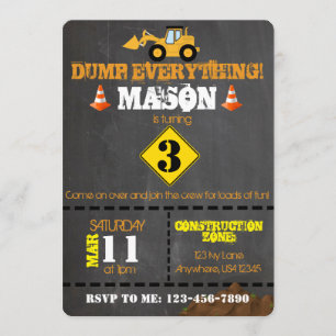 Construction Truck Birthday Invitation
