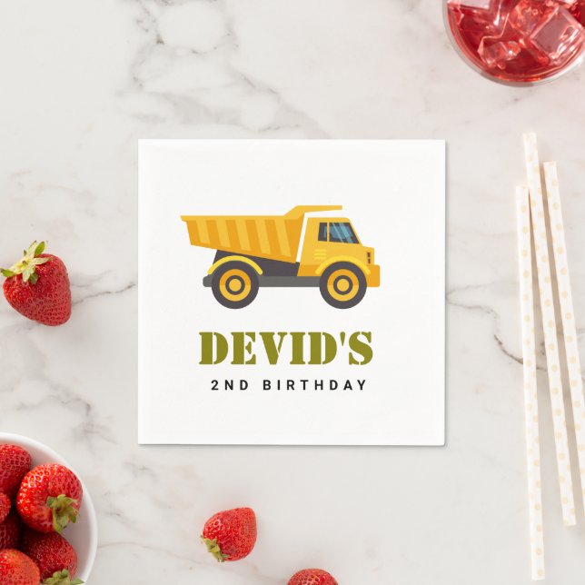 construction truck Birthday Napkin (Insitu)