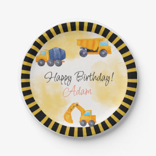  Construction Truck Birthday  Paper Plate