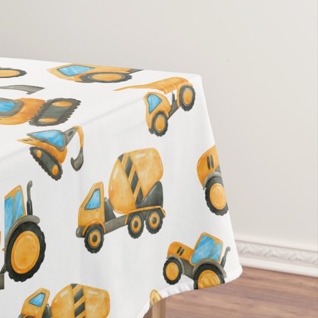 Construction Truck Birthday Party Decoration Tablecloth (In Situ)