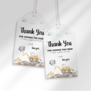 Construction Truck Birthday Party Favour Tag