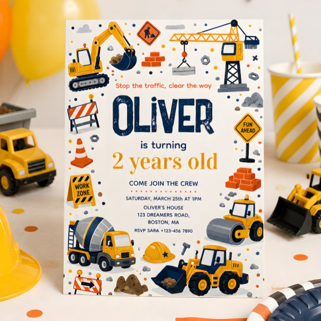 Construction Truck Birthday Party Invitation (Creator Uploaded)