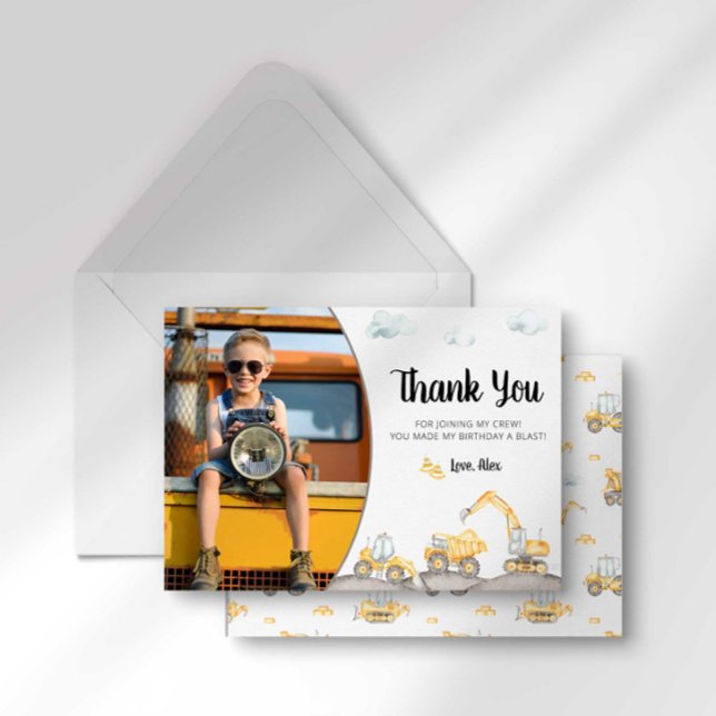 Construction Truck Birthday Thank You Card (Creator Uploaded)