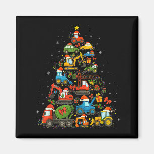 Construction Truck Christmas Tree Cars Funny Xmas  Magnet