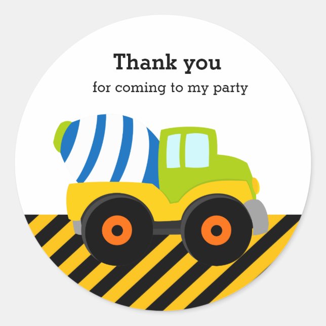 Construction Truck Classic Round Sticker (Front)