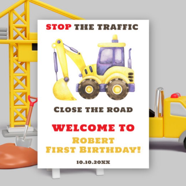 Construction Truck Excavator Birthday Welcome Poster (Creator Uploaded)