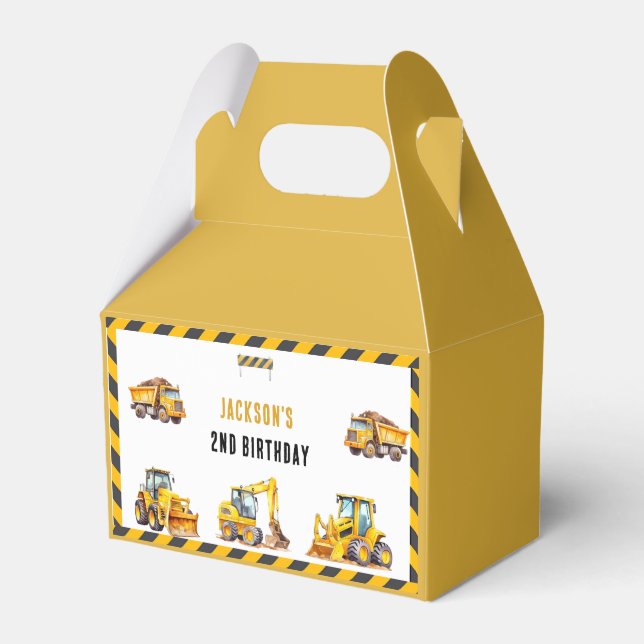Construction Truck Kids Birthday Favor Box (Front Side)
