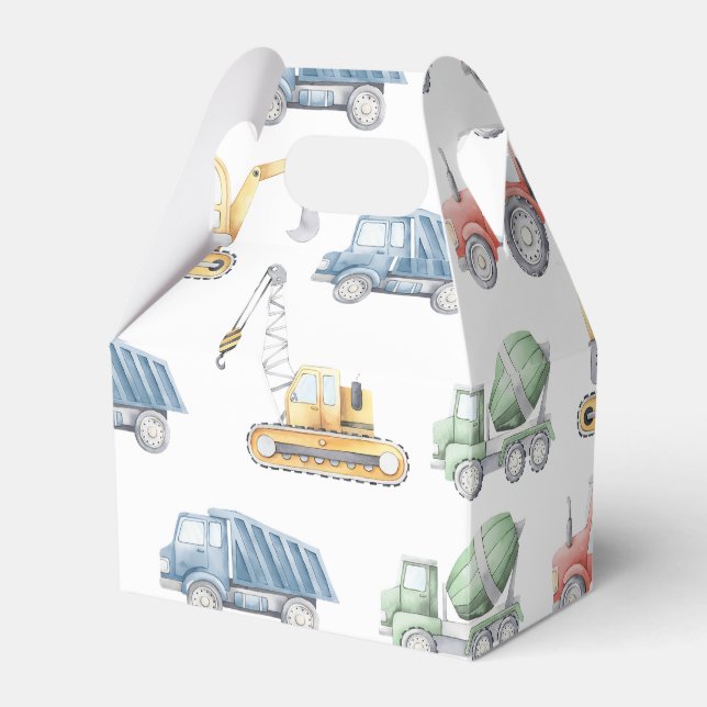 Construction Truck Kids Birthday Favour Boxes (Front Side)