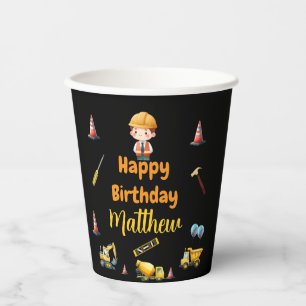 Construction truck kids birthday Paper cup