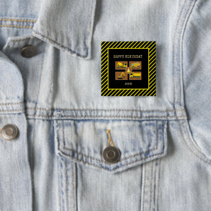 Construction Truck Kids Birthday Party Decorations 2 Inch Square Button