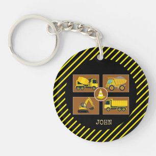 Construction Truck Kids Birthday Party Decorations Keychain
