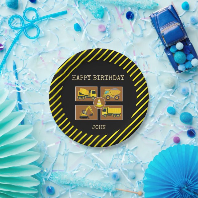 Construction Truck Kids Birthday Party Decorations Paper Plate (Party)