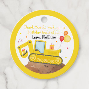 Construction Truck Loads Of Fun Birthday Thank You Favour Tags